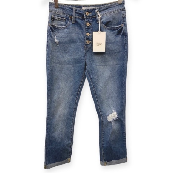 KanCan 11 (29) NWT Jeans Button Fly Straight Ankle Women High Rise AK1075EL-MDIS - Picture 1 of 9